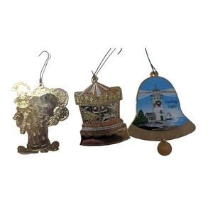 vintage retro medal ornaments set of 3 bell, Santa Carolus